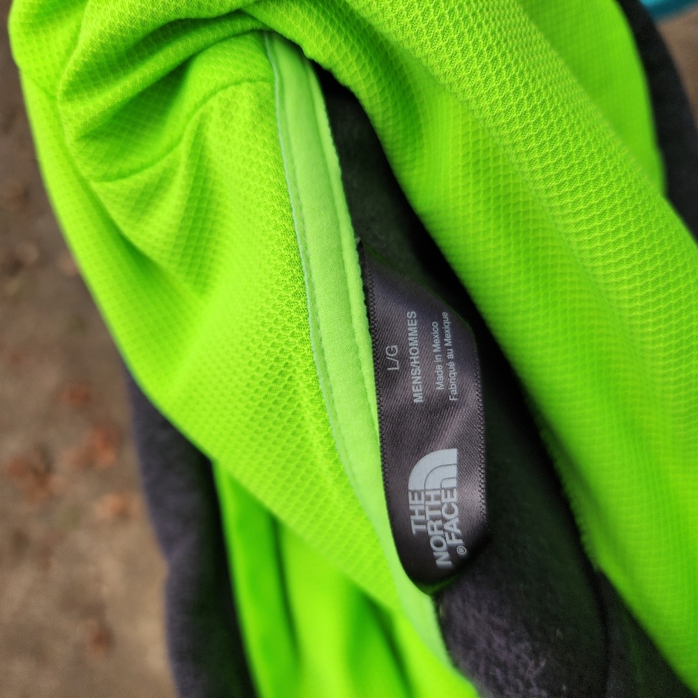 Men's Hoodie, NorthFace, Neon Green and Dark Grey, men's Large